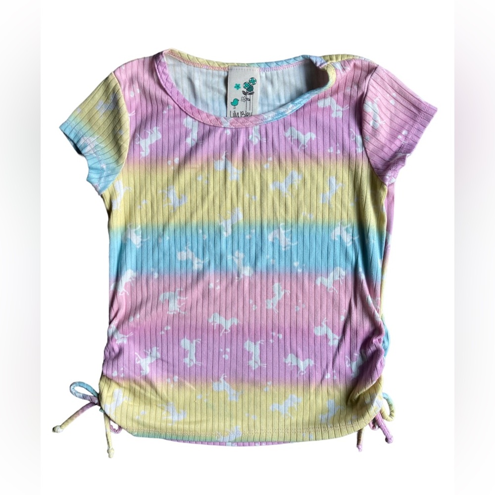 Lily Bleu Pastel Rainbow Unicorn Ribbed Girls Size S7/8 Shirt